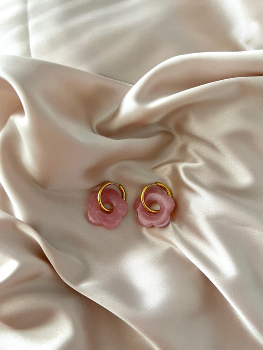 pink blossom hoops
